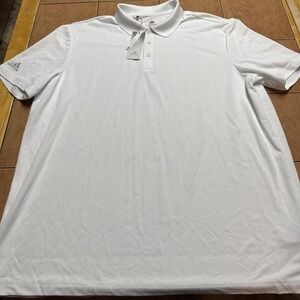 NEW Adidas Shirt Mens Sz 2XL Prime Green Golf Polo Athletic Rugby Solid‎ White